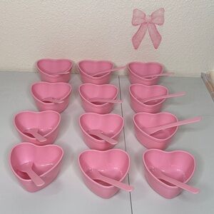 Amazon Pink Heart-Shaped Bowls with Spoons